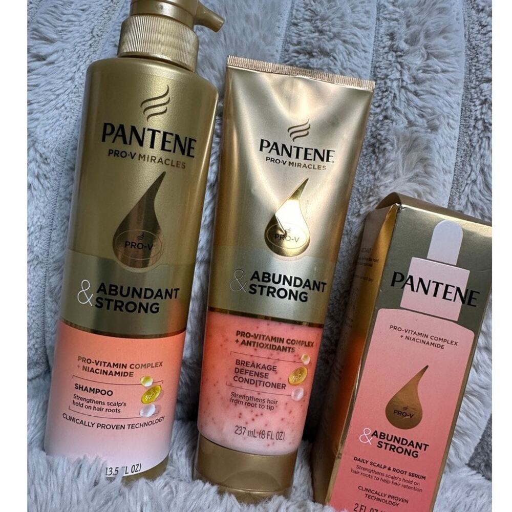 Pantene Abundant & Strong 3 Piece Hair Care Set Shampoo Conditioner Scalp Serum